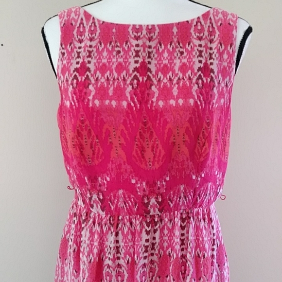 Dressbarn Lined Low Back Dress 12 Petite Coral Tangerine Pink Orange - Picture 5 of 16